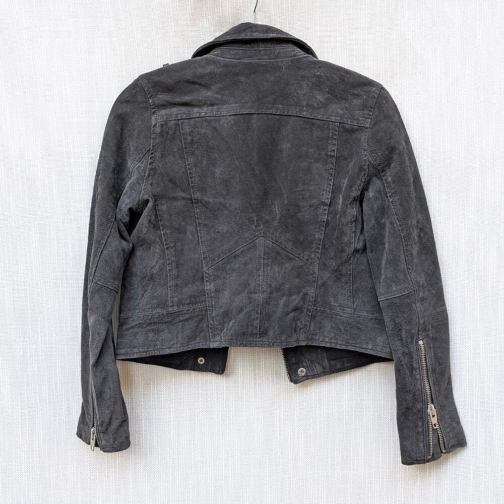 SL8 Blank NYC Gray Suede Leather Moto Biker Zip Cropped Jacket, size XS - Picture 3 of 8